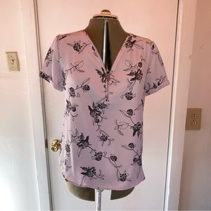 Purple Floral Mixed Media Top